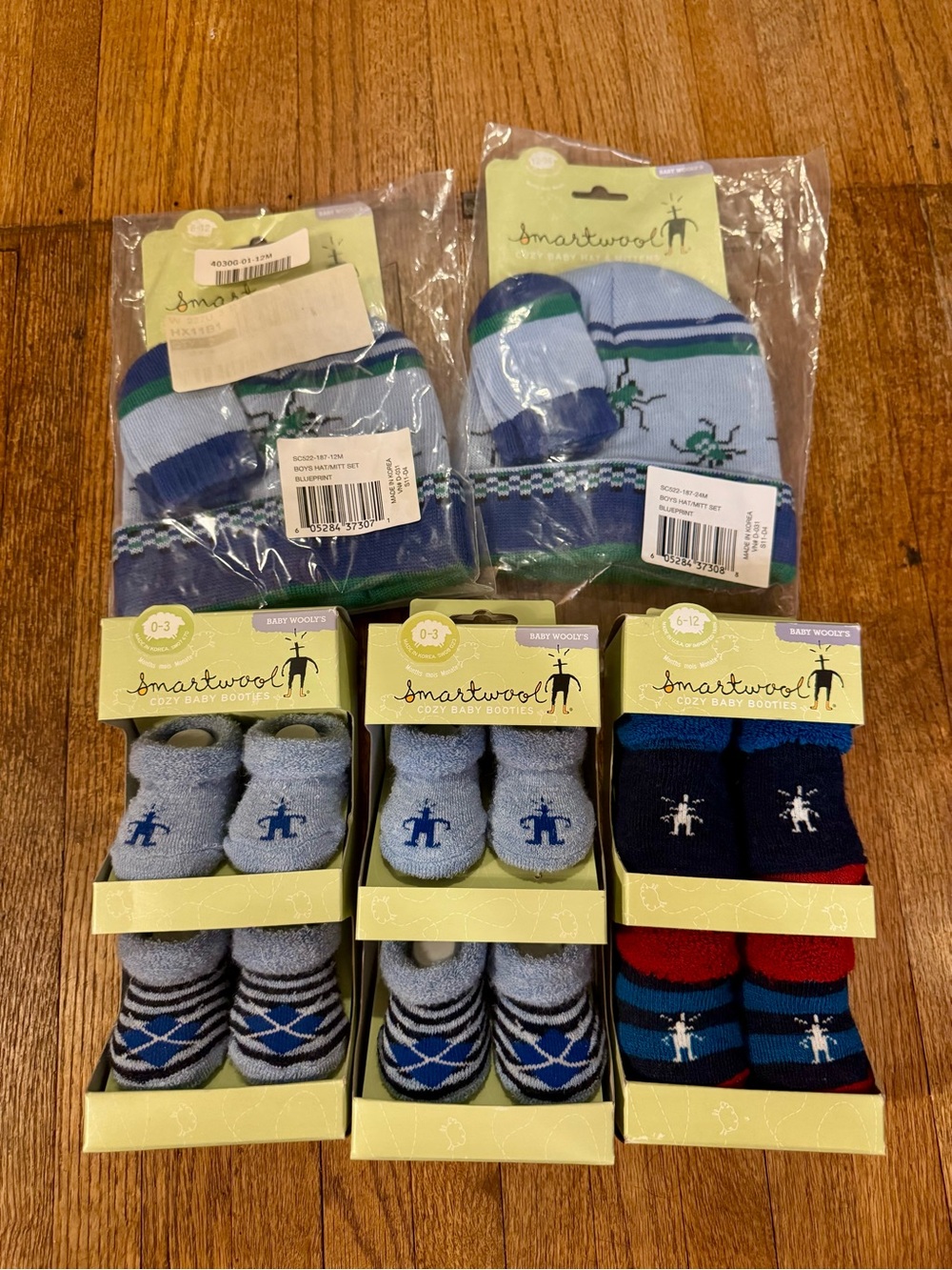 Smartwool Baby Sock & Bootie Sets - Light Blue and Navy